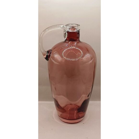 Amethyst Glass with Applied Clear Lip and Handle Hand Blown 10.5" Jug Vase - Picture 12 of 16